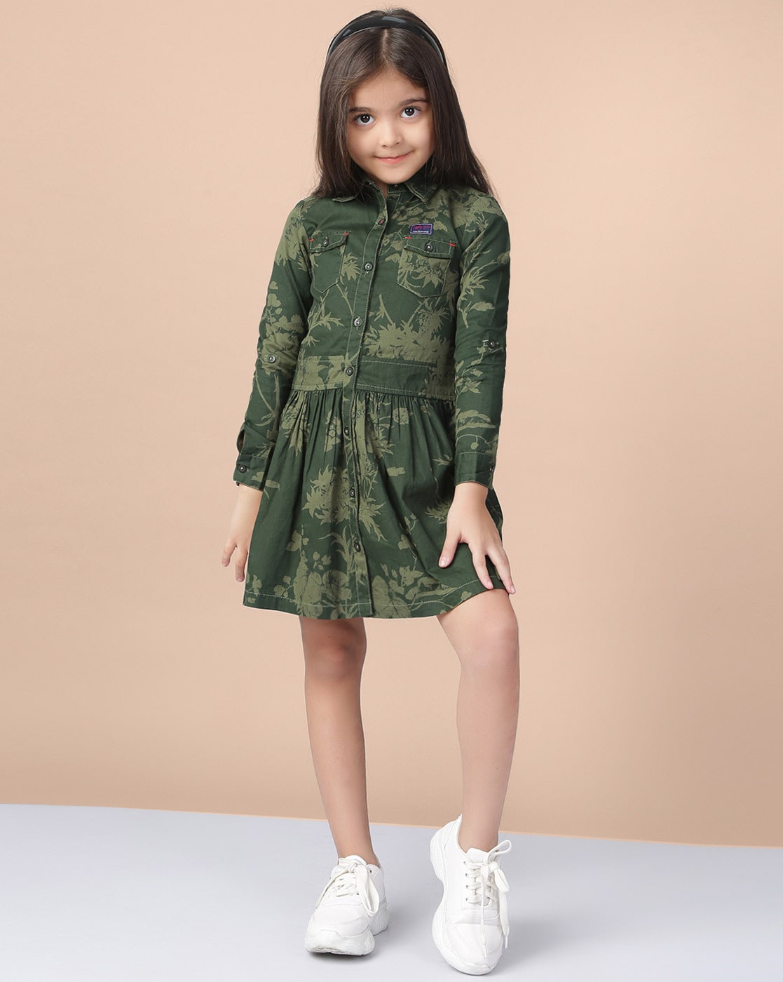 Girls army green discount dress