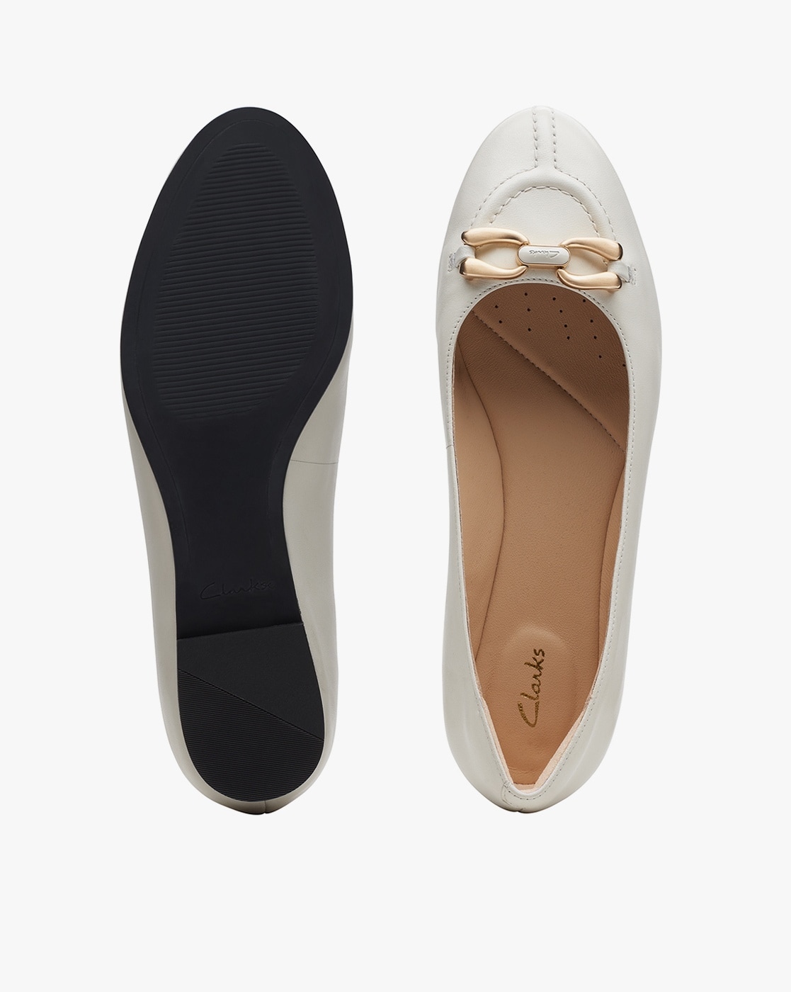 Clarks white 2025 flat shoes