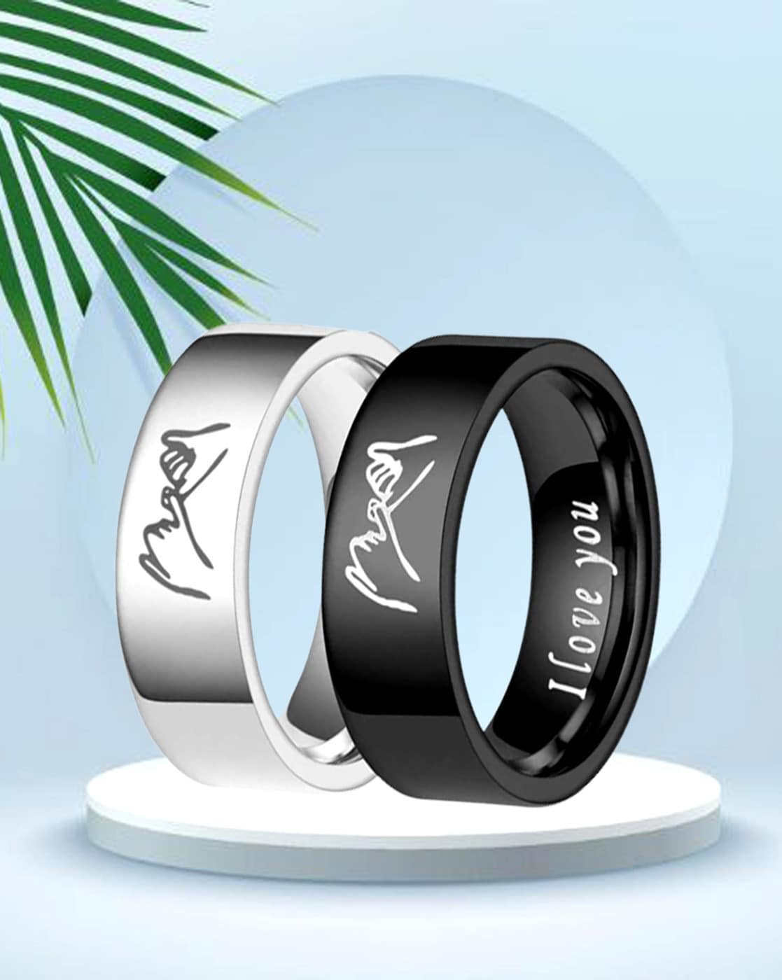 Her Cowboy/His Angel Black Stainless Steel Matching Couple Rings for Women  Girls Men Boy Promise Wedding Thumb Middle Knuckle Finger Band Fashion  Jewelry Romantic Eternity Engagement Anniversary Valentine's Day Gifts for  Lover