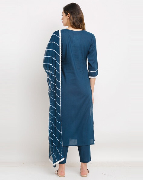 Women's Cotton Printed Kurta Trousers and Dupatta Set India / Pakistan Kurta  Set | eBay
