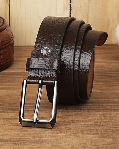 Men Textured Wide Belt with Buckle Closure