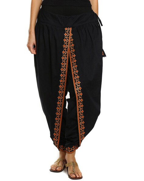 Embellished Dhoti Pants with Drawstring Waist Price in India