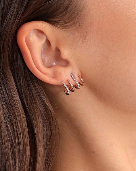 Korean Diamond Earrings Exquisite Perforated Earrings Luxury Fashion  Rhinestone Personality Ear Cuff Earring