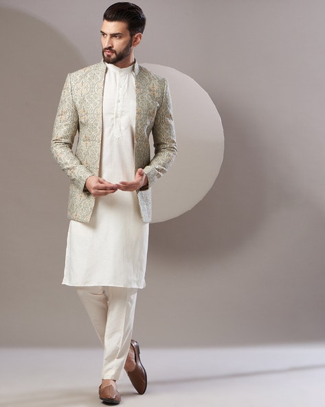 Blue Imported Open Jacket Jodhpuri Set – Ethnic Star