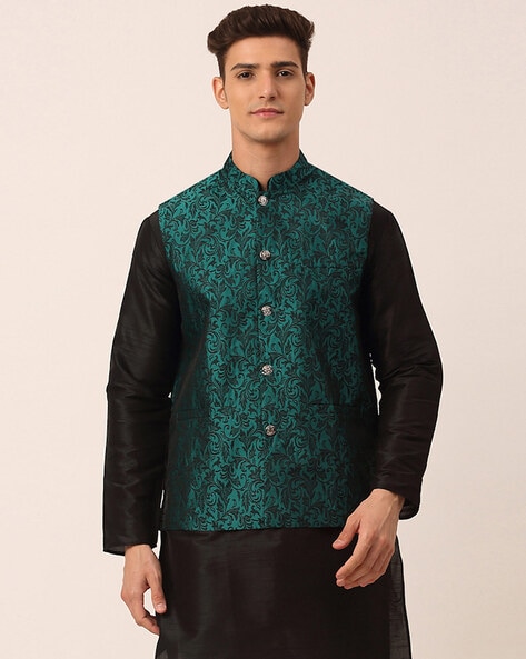 Buy Aany's Culture Green Floral Pattern Polyester Wedding Nehru Jacket  (Koti) S Online at Best Prices in India - JioMart.