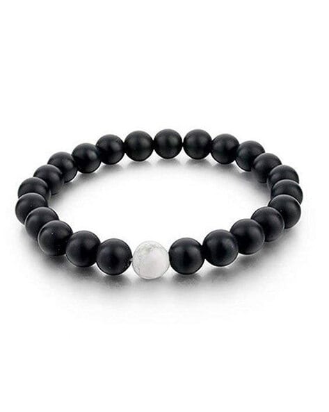 Black bead bracelet store for men