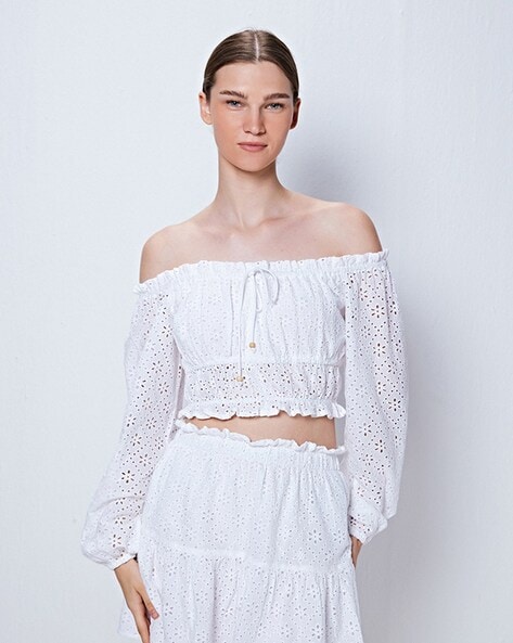 White discount bardot top