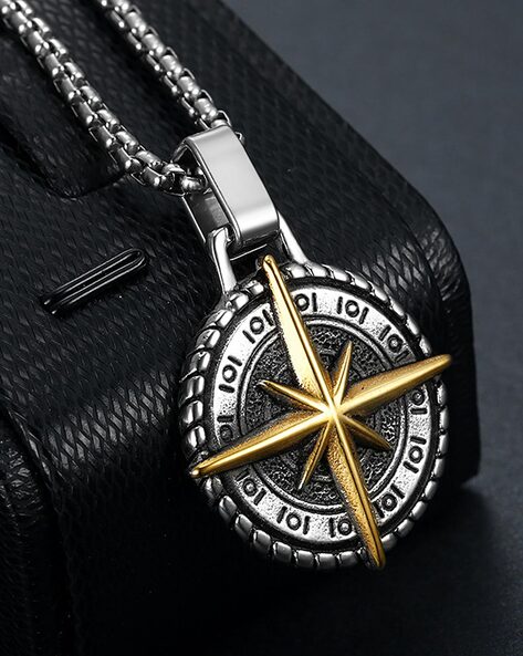 Wherever Life Takes You Compass Flip Pendant Necklace For Your Son Adorned  With 18K Gold-Plated