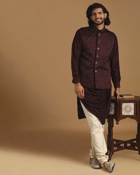 Buy Feroze Self design Jacket Online in Australia @Manyavar - Nehru Jacket  for Men