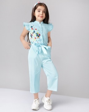 Girls Stretchable Denim Casual Wear Long Dangri For Kids-sonthuy.vn
