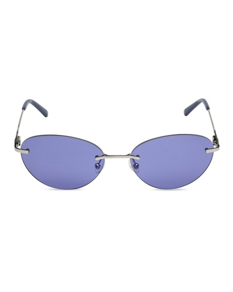 Slinky Gold Uni-Sex Oval Sunglasses | Le Specs