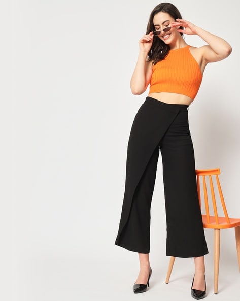 Flat-Front Flared Pants