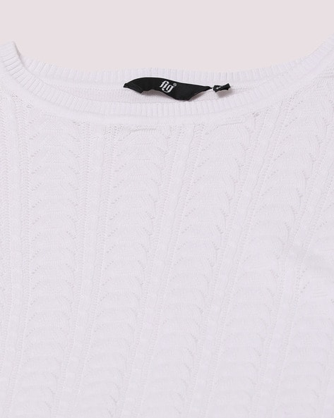 White Pointelle-knit cotton T-shirt, LESET