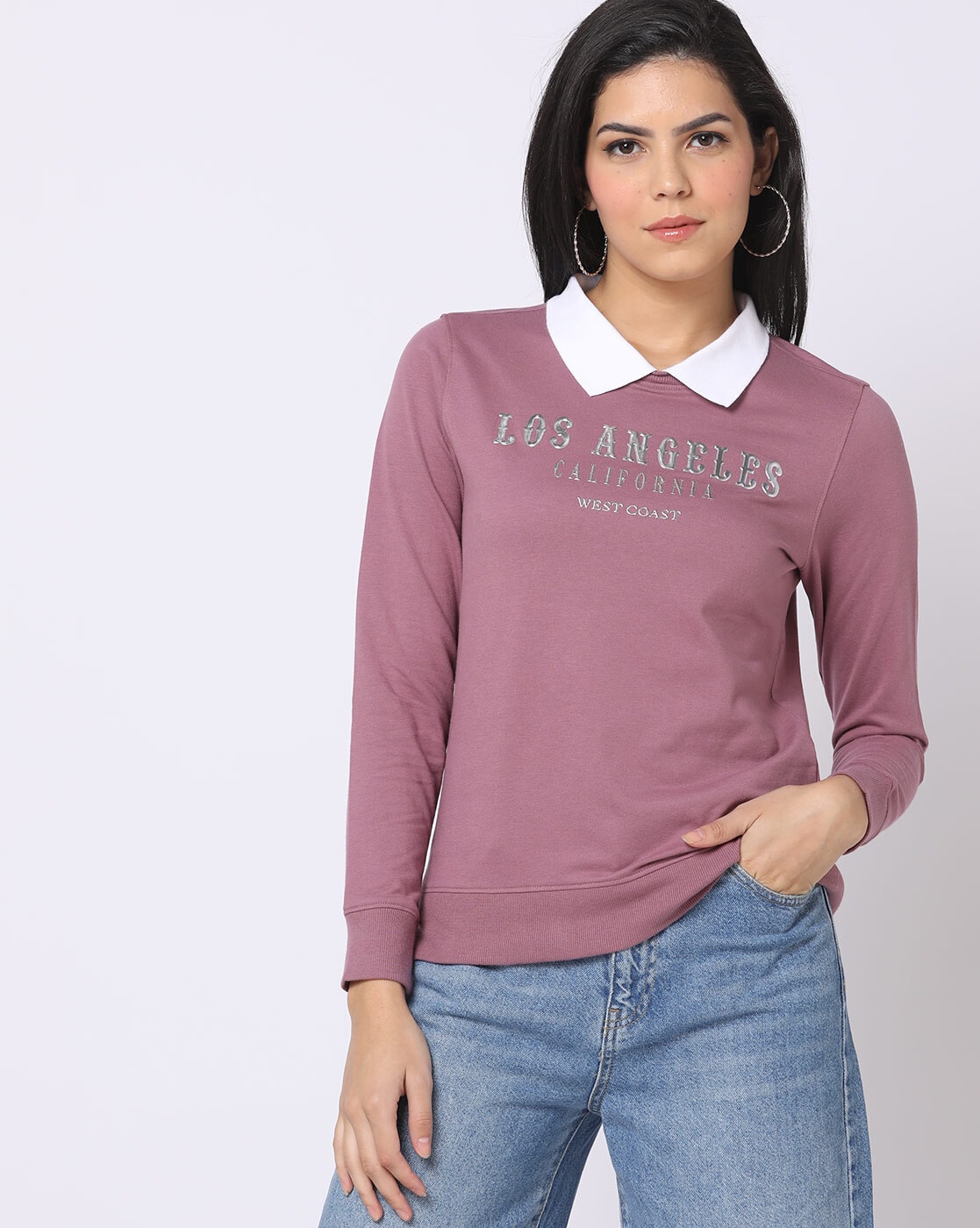 Vintage Workshop Republic Clothing Women Sweatshirt 2X Pink Asymmetric Hem  Long Sleeve