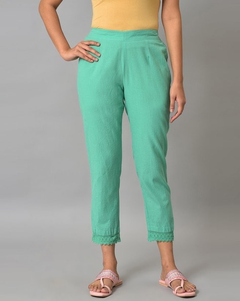 Buy Green Trousers & Pants for Women by W Online | Ajio.com