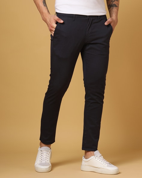 Buy Mufti Brown Slim Fit Solid Trousers for Men Online @ Tata CLiQ