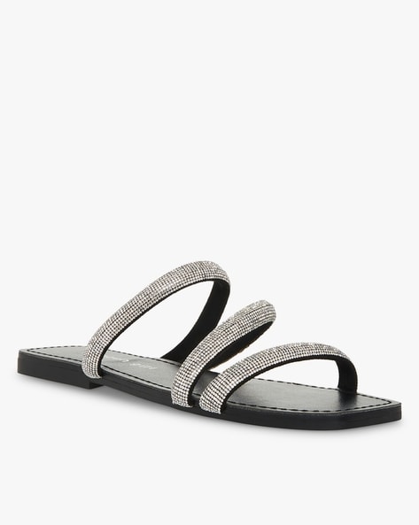 Black Pu Ring Toe Sandals