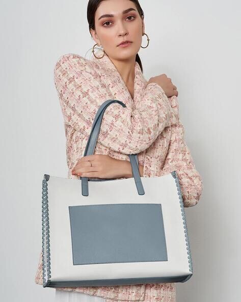 Miraggio Colourblock Tote Bag For Women (Blue, OS)