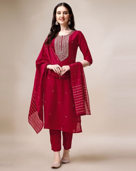 Red Kurta Suit Sets for Women by BERRYLICIOUS Online | Ajio.com