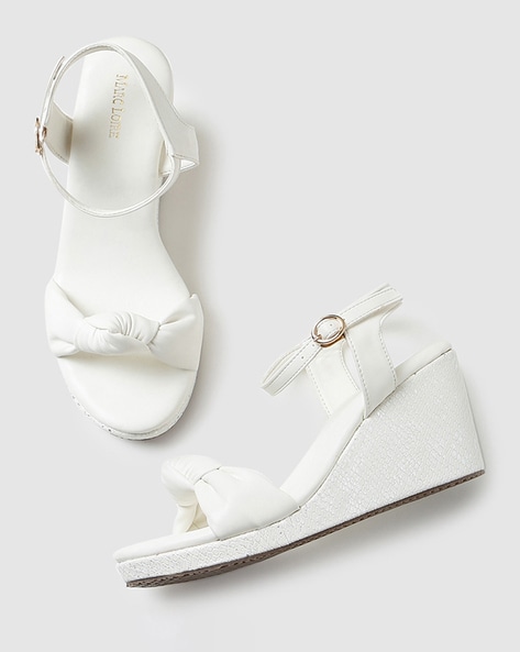 Fine Strap Sling Back Wedge - Cool White