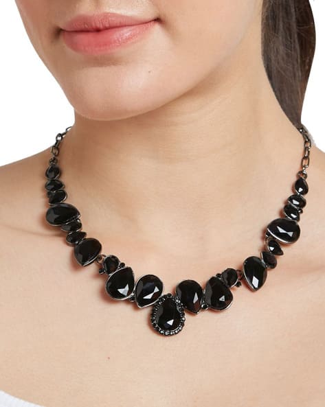 Statement Ebony Necklaces Chunky Black Necklace Graduated Bead