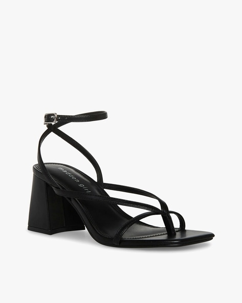 Amazon.com | Steve Madden Upstage Black Leather Ankle Strap Open Toe Wedge  Heeled Sandals (Black Leather, 5.5) | Platforms & Wedges