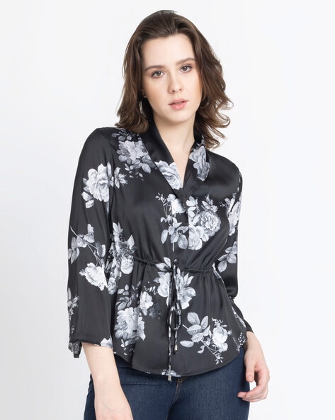 Floral Print Button-Down Top