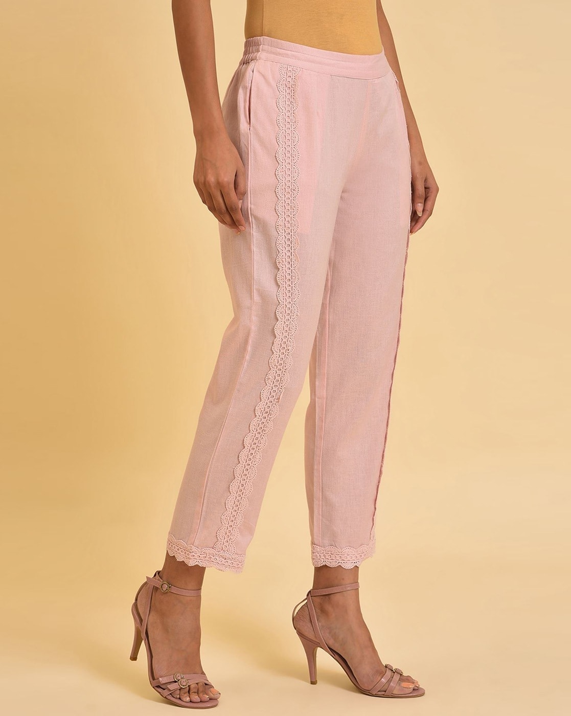 Women's Lace Up Faux Leather Slim Fit Split Hem Trousers | Boohoo UK