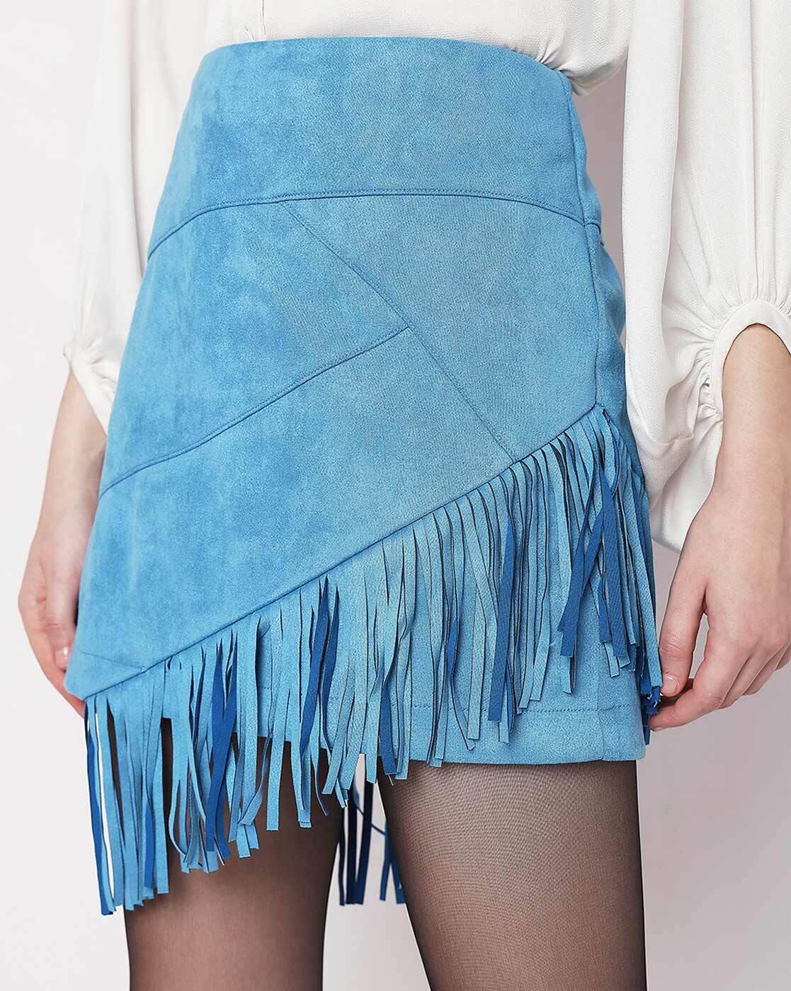 A-line Skirt with Fringes