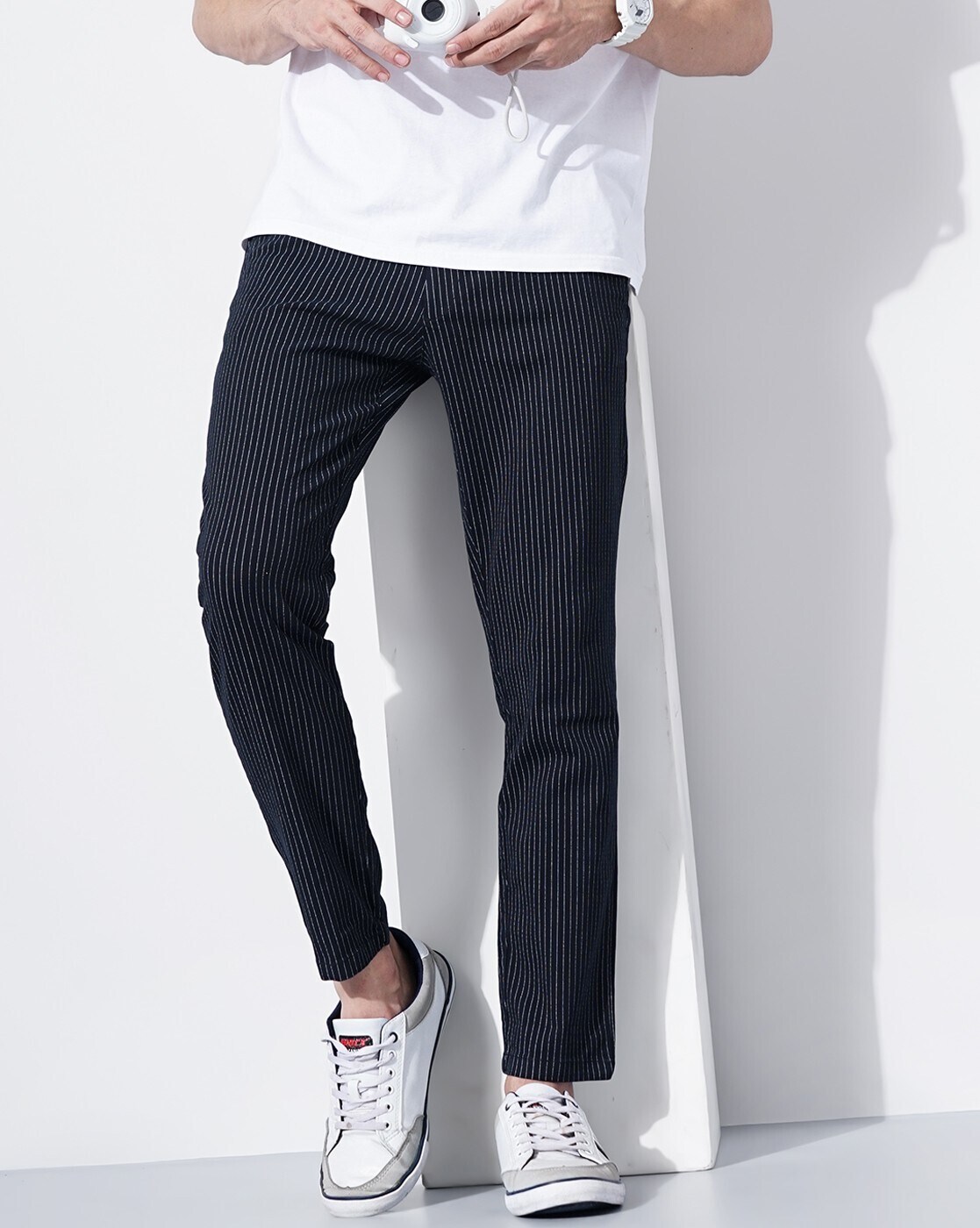 Buy Navy Blue Trousers & Pants for Men by The Indian Garage Co Online