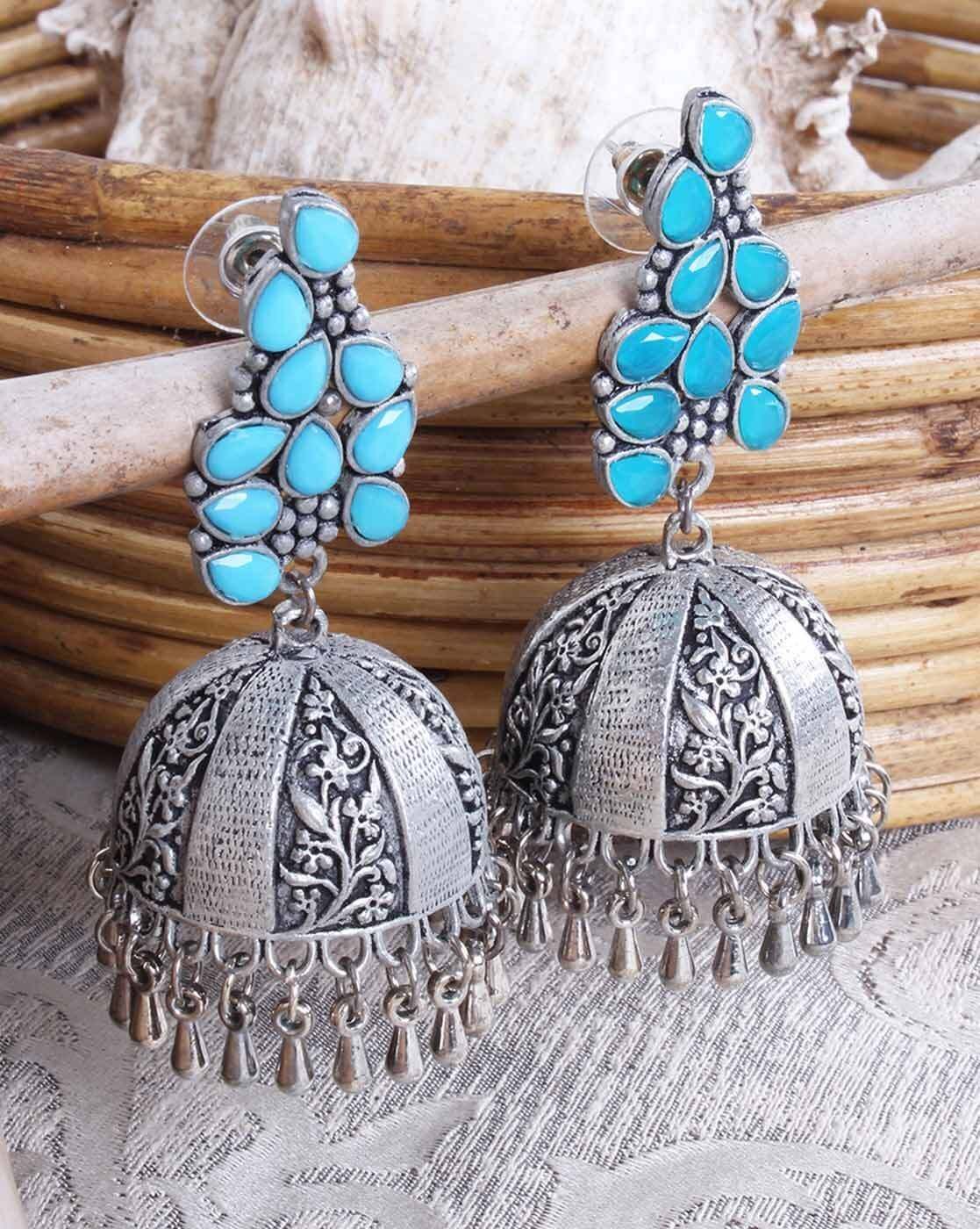RM Creation Indian Traditional Oxidised Earrings Sterling Silver Jhumki Earring  Price in India  Buy RM Creation Indian Traditional Oxidised Earrings  Sterling Silver Jhumki Earring online at Shopsyin