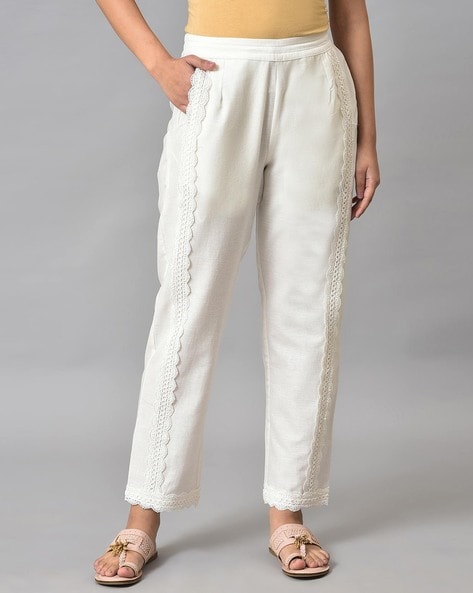 Buy Off White Trousers & Pants for Women by IMARA Online | Ajio.com