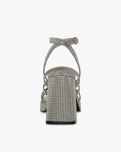 Steve Madden Laudre platform embellished heeled sandal in silver | ASOS |  Embellished heeled sandals, Sandals heels, White sandals heels