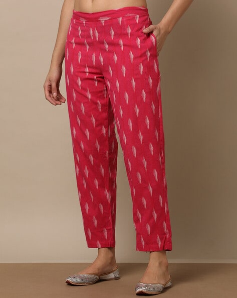 Buy W Pink Solid Cotton Regular Fit Women's Casual Straight Pants |  Shoppers Stop