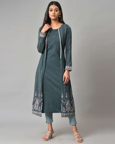 Neeru's Mouse Color Winter Wear Kurtha – neerus-india