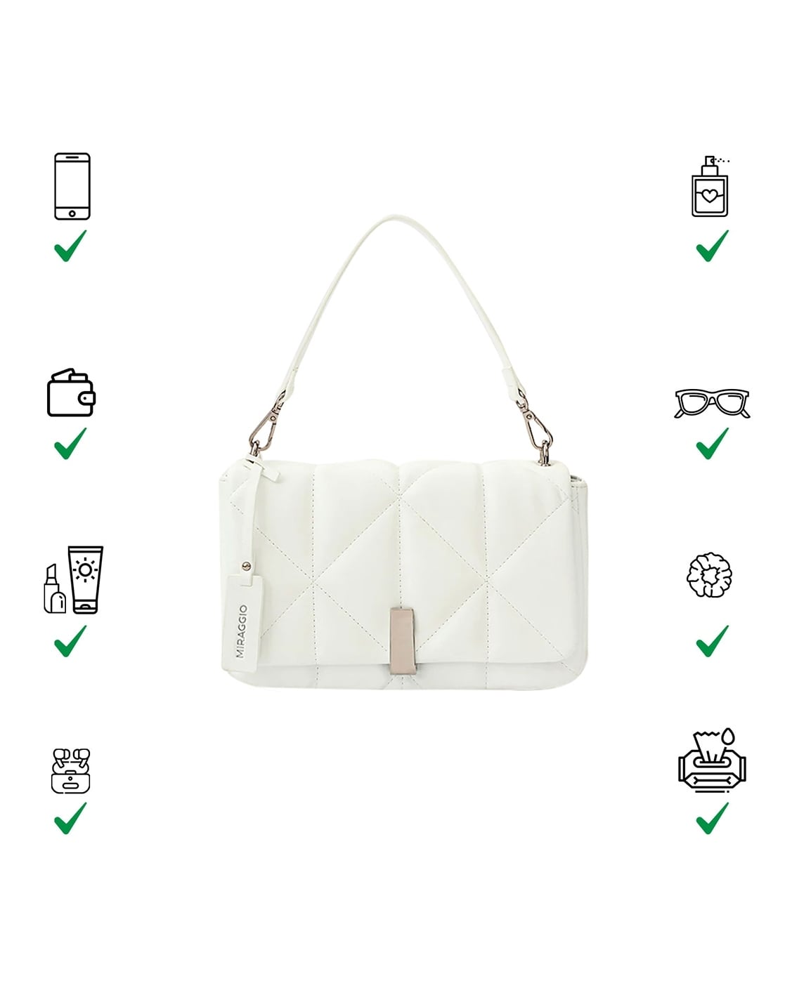 Buy White Handbags for Women by Miraggio Online