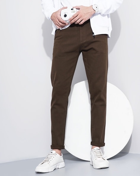 Buy Men Brown Slim Fit Solid Casual Trousers Online  871072  Allen Solly