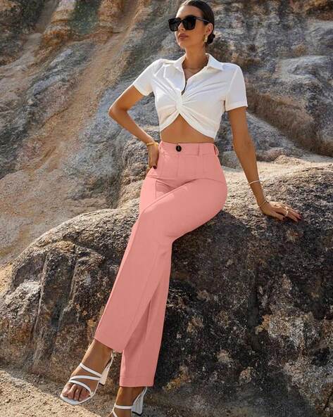 Peach Trousers - Buy Peach Trousers online in India