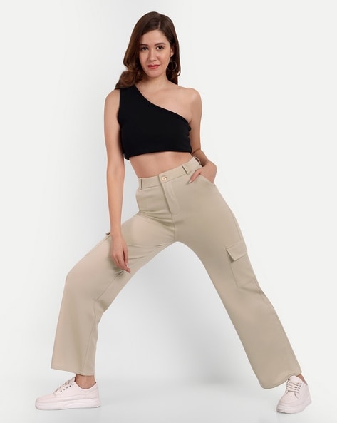 Buy Cream Trousers & Pants for Women by Broadstar Online