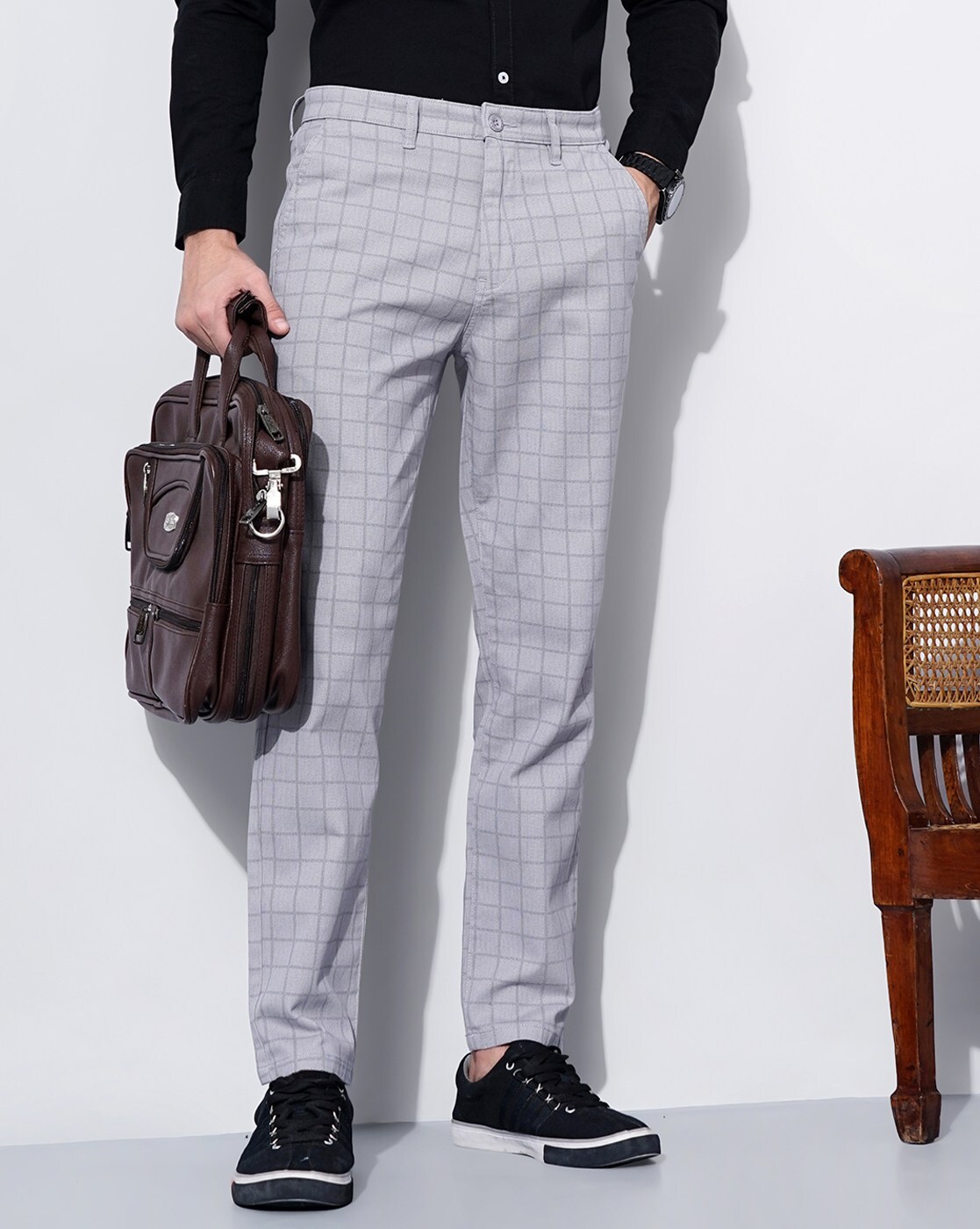 Men's Plaid Dress Pants Tapered Leg Chino Checkered Casual Business Suit  Trousers Skinny Stretchy Slim Fit Trousers - Walmart.com