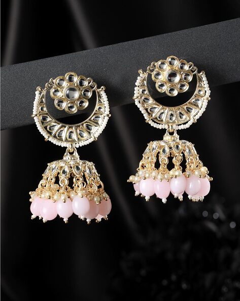 Gold Round Multi Colour Jhumka Drop Indian Earrings Pearl Tassel Wedding  Party Mendhi Turkish Boho - Etsy