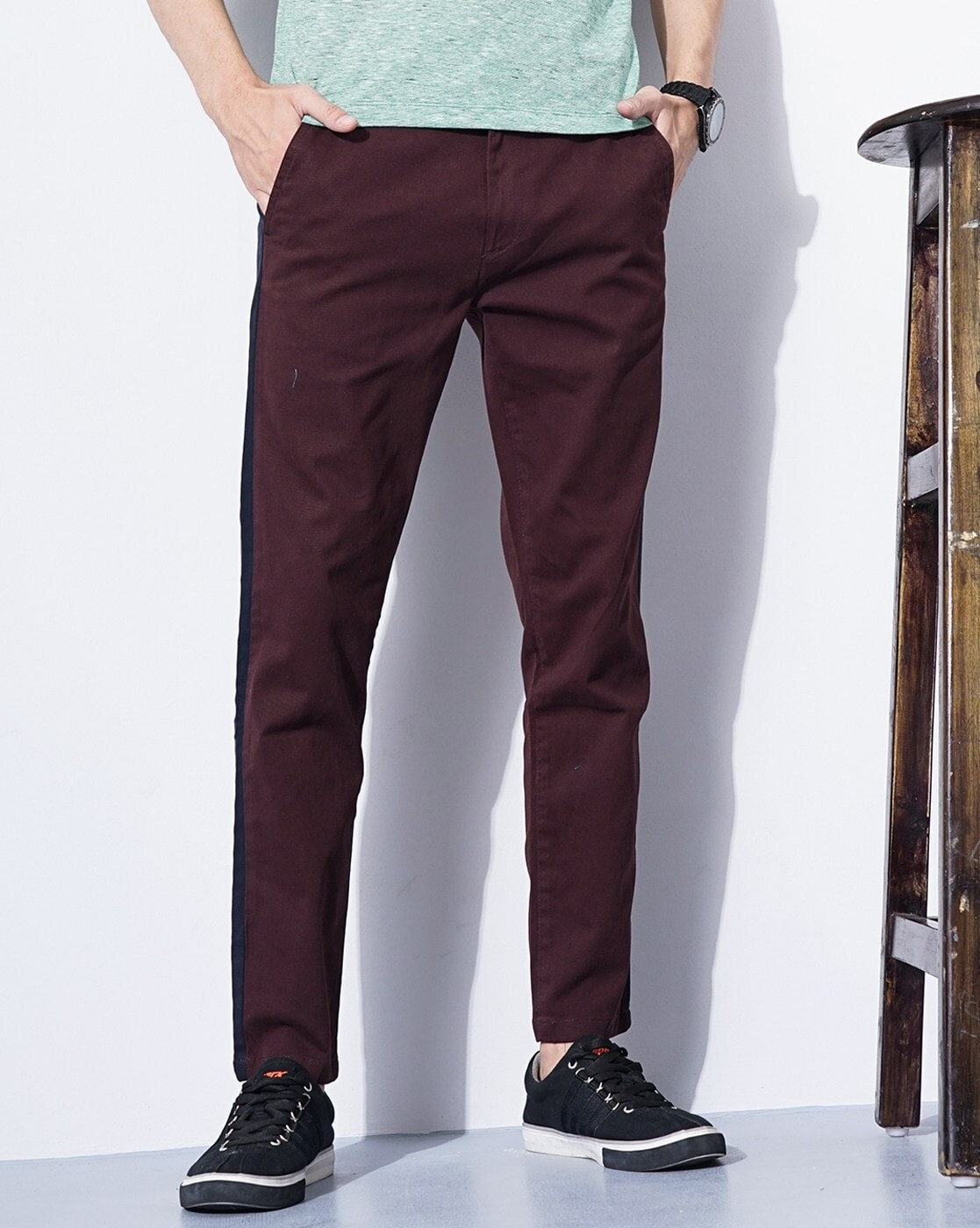 Buy Men Maroon Solid Slim Fit Formal Trousers Online  663373  Peter  England