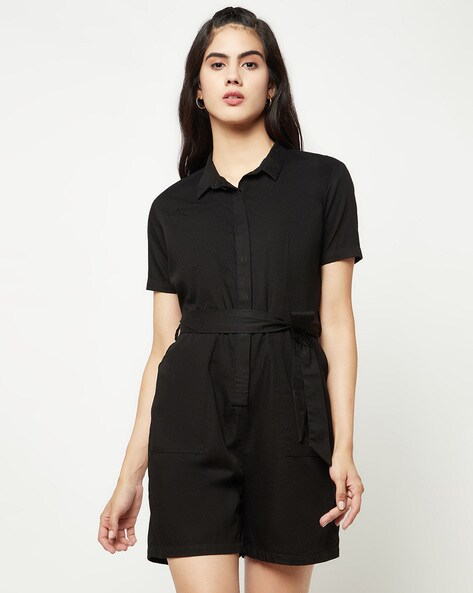 Black short best sale sleeve playsuit