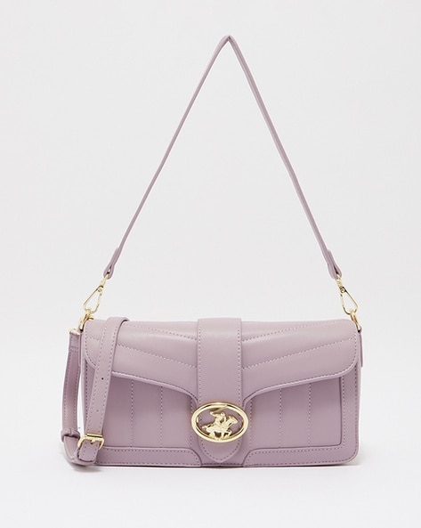 Beverly Hills Polo Club Quilted Sling Bag with Chain Strap For Women (Purple, OS)
