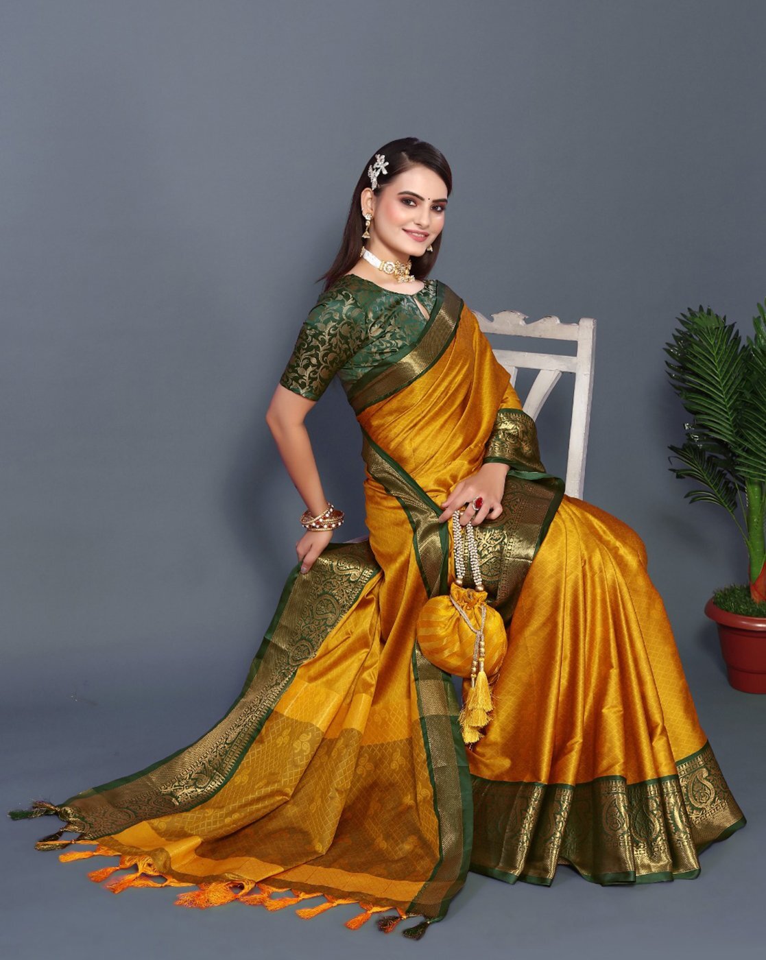 Buy Yellow Sarees for Women by Mm Venture Online