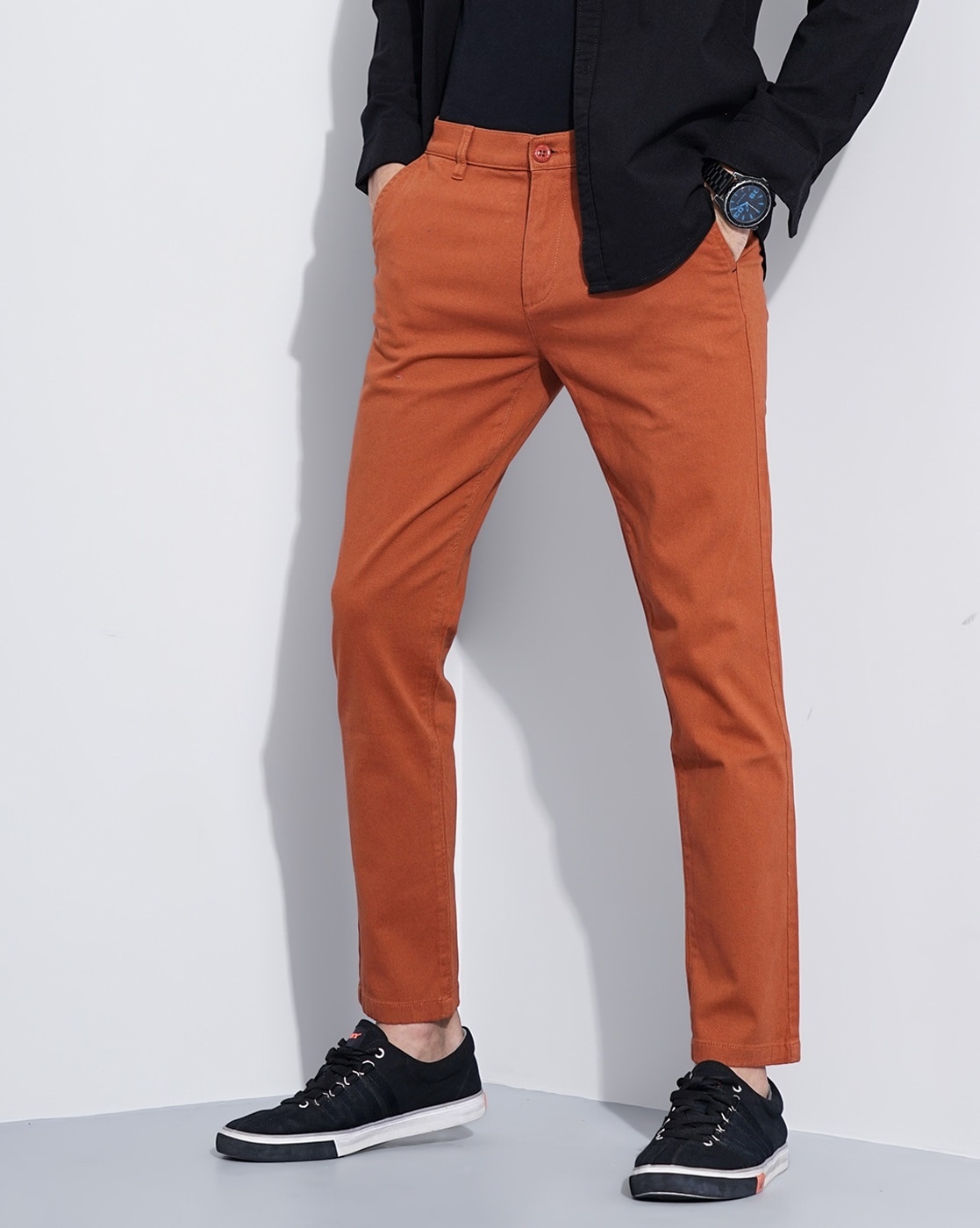 Buy Locomotive Men Burnt Orange Slim Fit Chino Trousers  Trousers for Men  182868  Myntra