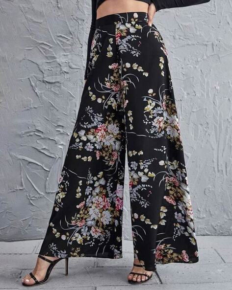 Buy Black Floral Pants For Women Online in India | VeroModa