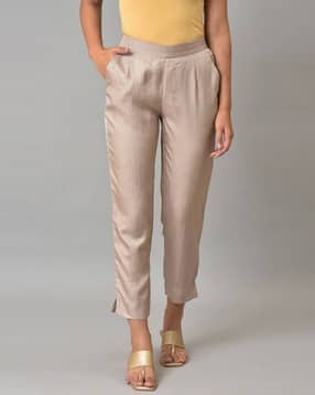 Slim Fit Pants with Slip Pockets-image-0