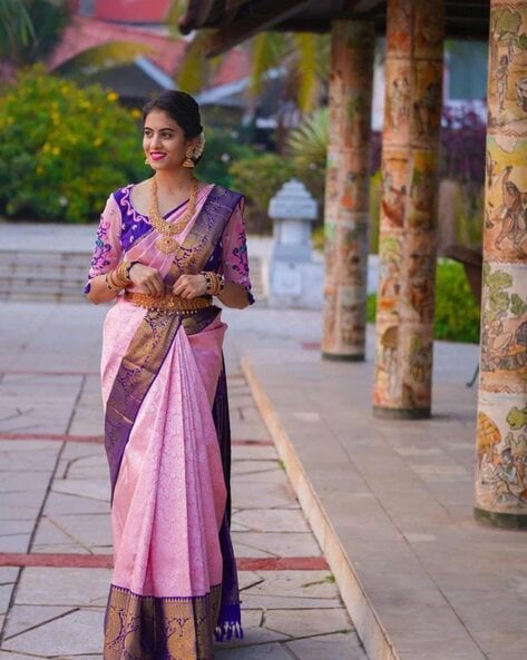 Buy Pink Sarees for Women by MORLY Online | Ajio.com