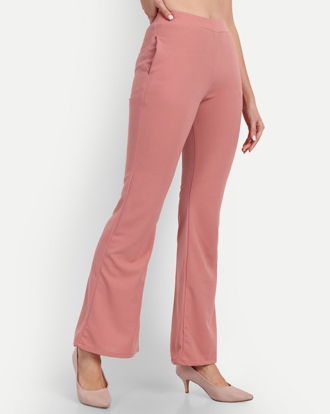 Hot Pink High Waisted Front Slit Hem Pants